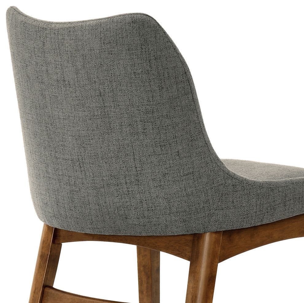 Azalea Fabric and Black Wood Dining Side Chairs, Set of 2, Charcoal