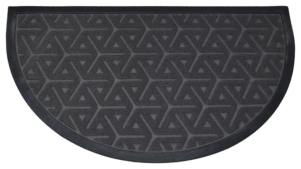 Outdoor Wilson Half Round Front Door Mat Polyester Rubber Rug 30x18 Dark Gray