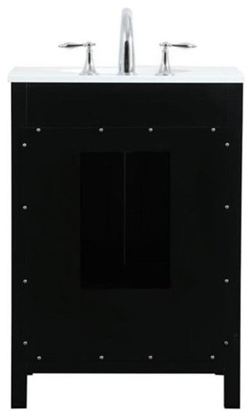 Elegant Decor Irene 24" Zinc Alloy and MDF Single Bathroom Vanity in Black