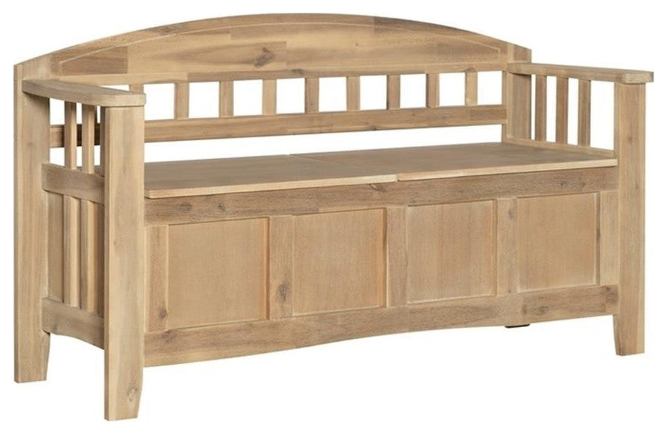 Linon Lottie Entryway Wood Split Seat Storage Bench in Washed Natural