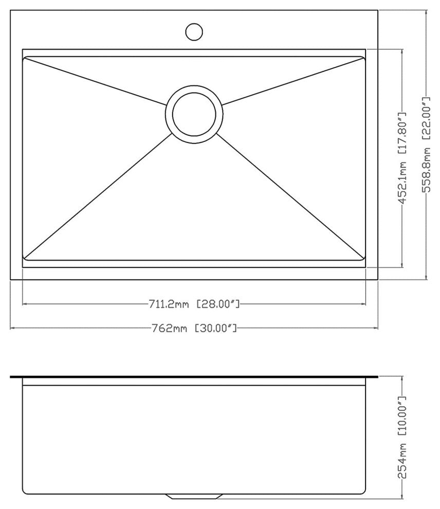 Drop In Stainless Steel Single Bowl Workstation Kitchen Sink, Gunmetal Black, 30 X 22