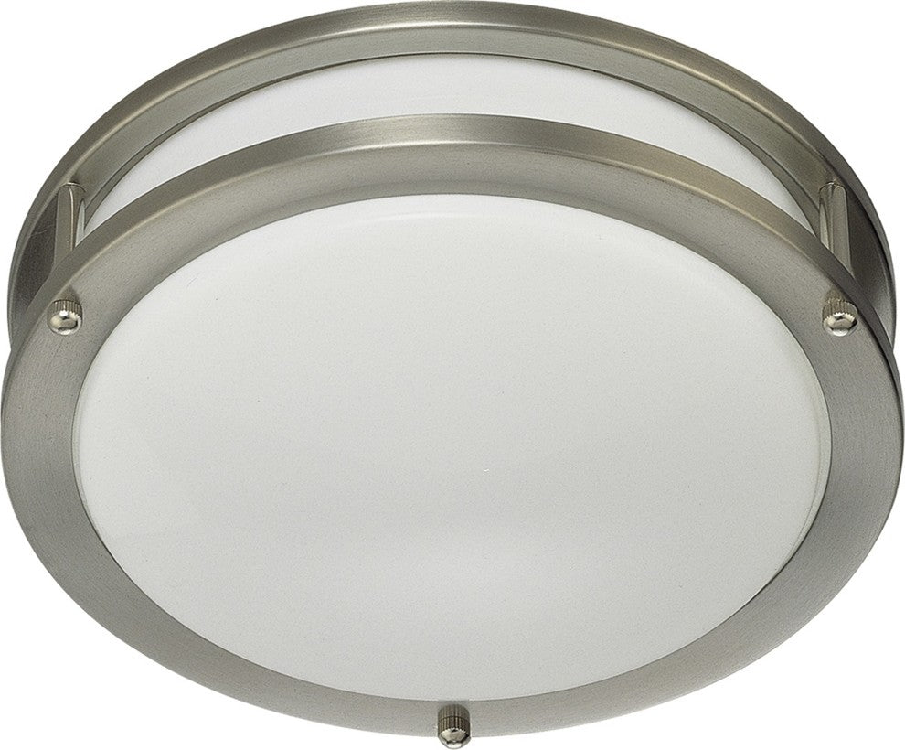 1-Light Brushed Nickel Interior Flush Mount, 10 x 10 x 3.5