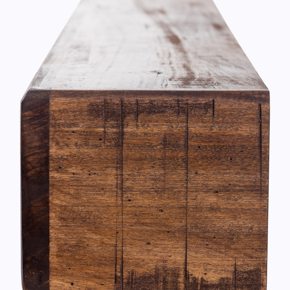 Rustic Fireplace Mantel Shelf, Aged Oak, 72"