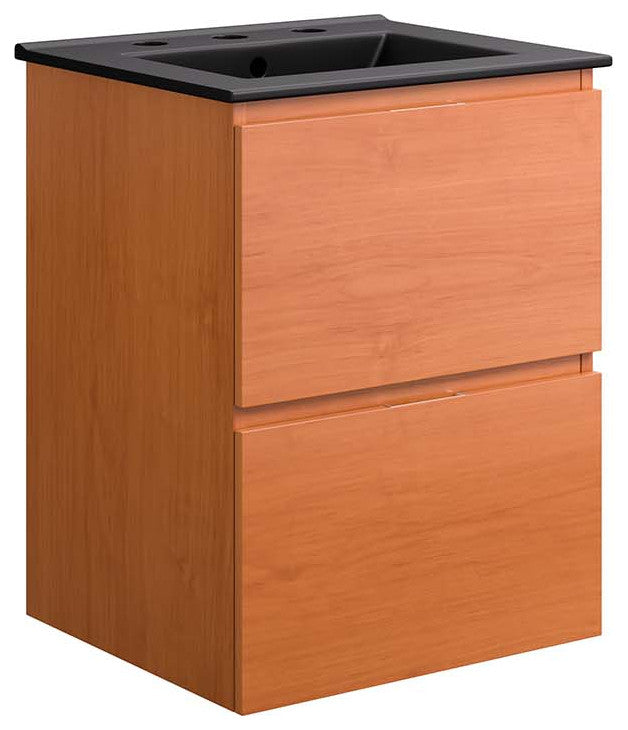 Scenic 18" Wall-Mount Bathroom Vanity, Cherry Black