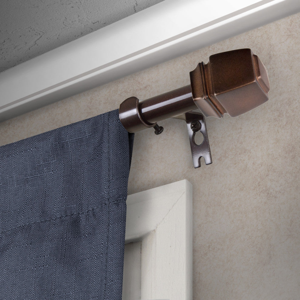 Nona 5/8" Curtain Rod, Cocoa, 28-48"