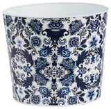 12" Oriental Blue and White Classic Round Metal Planter