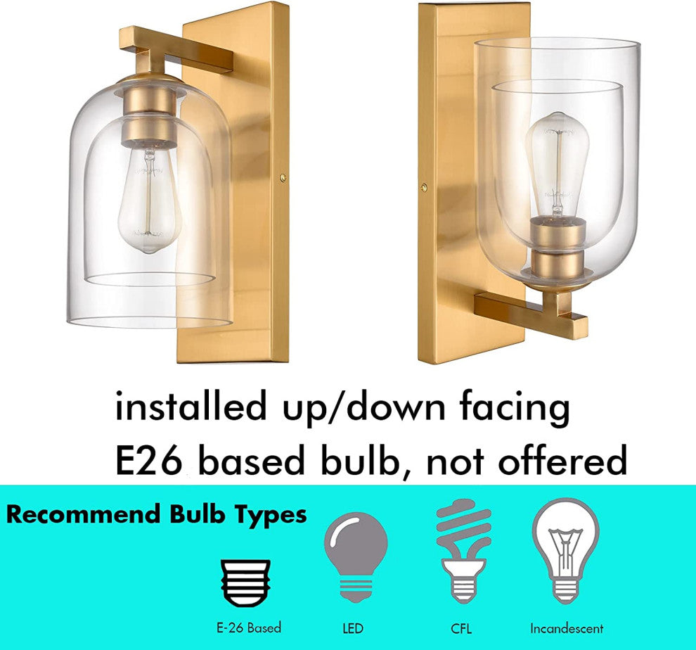 Brass Wall Sconce Glass Wall Mounted Light