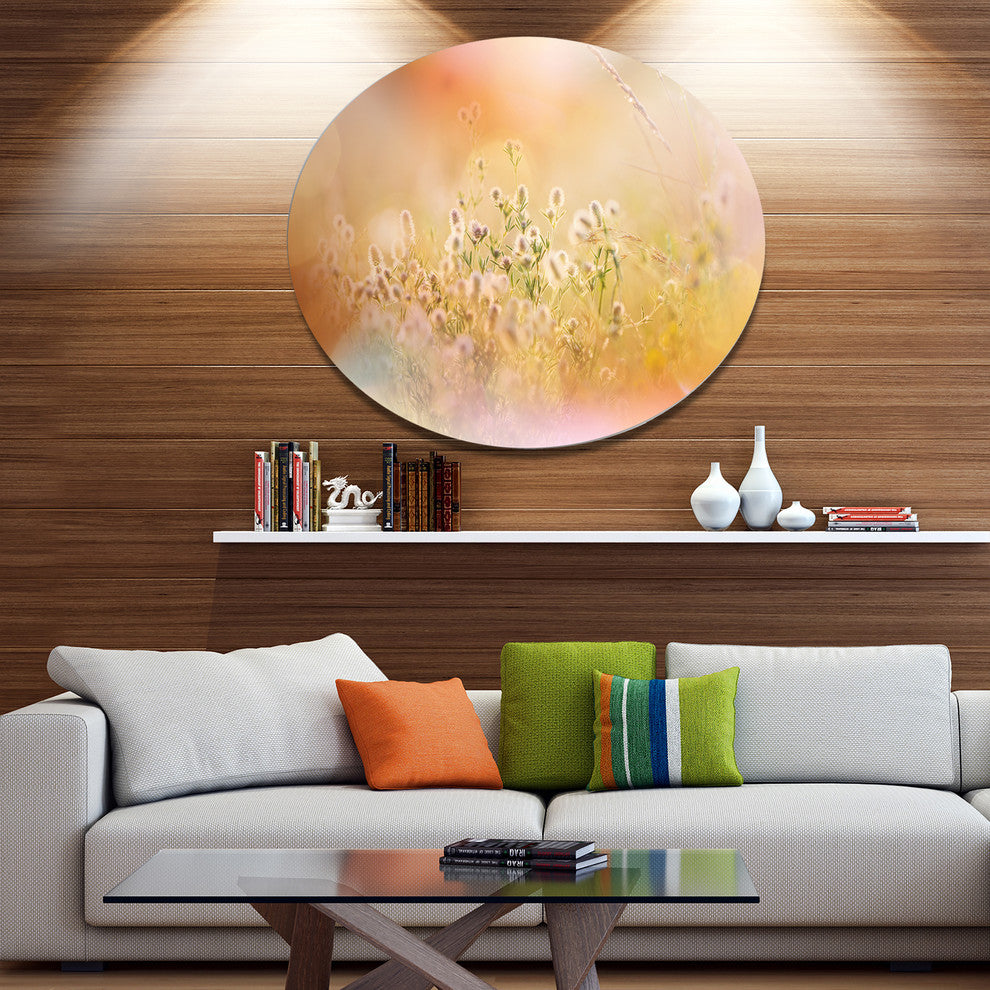 Wild Purple Flowers On Light Background, Flower Round Wall Art, 11"
