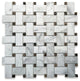 Carrara Venato Marble 1x2 Basketweave Mosaic Tile Brown Dots Honed, 1 sheet