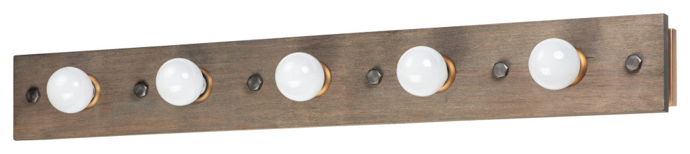 Maxim 25244 Plank 5 Light 48"W Distressed Wood Bathroom Light - Weathered Wood