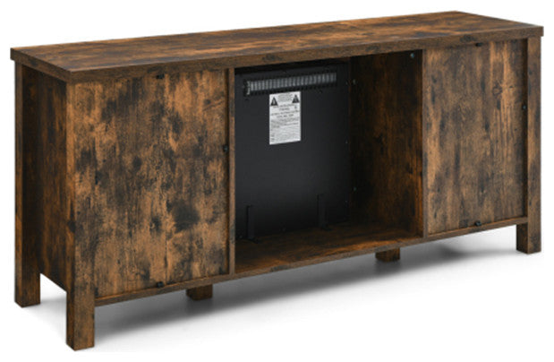 Farmhouse fireplace tv stand 65 inch rustic Cabinet Door with wood 4 Storage She