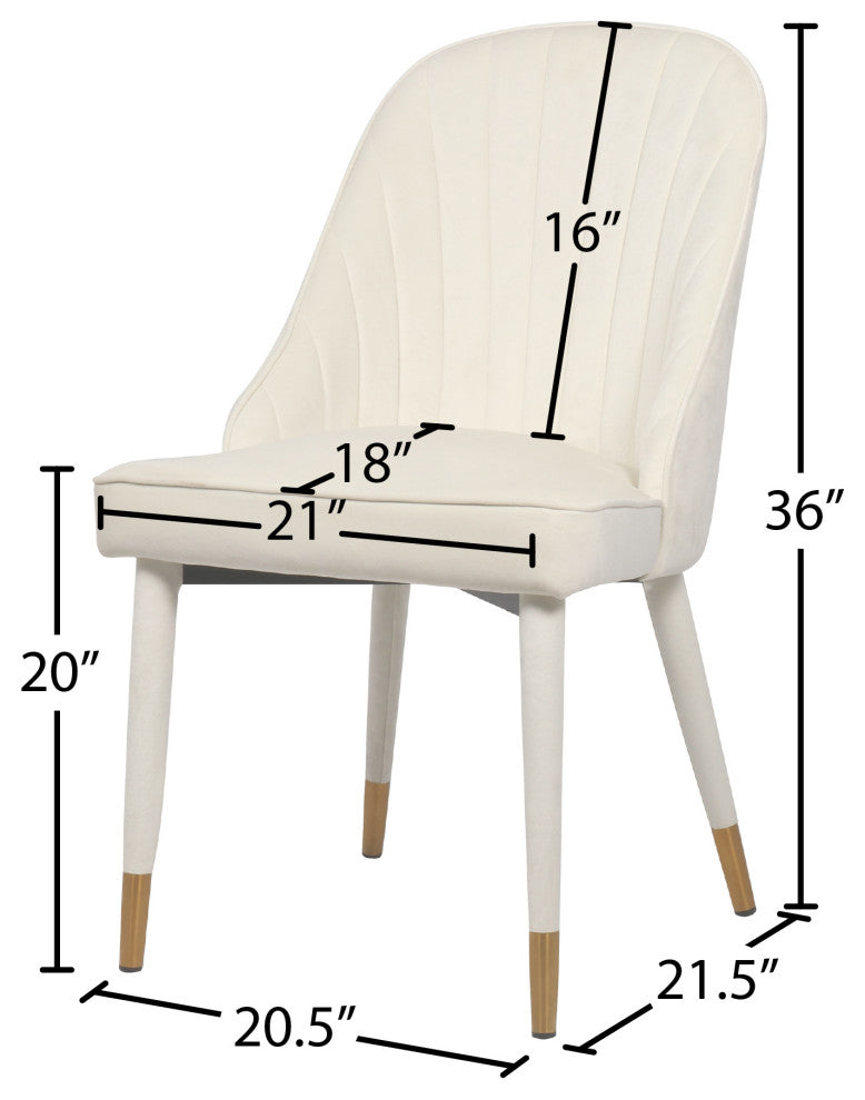 Belle Velvet Upholstered Dining Chair (Set of 2), Cream
