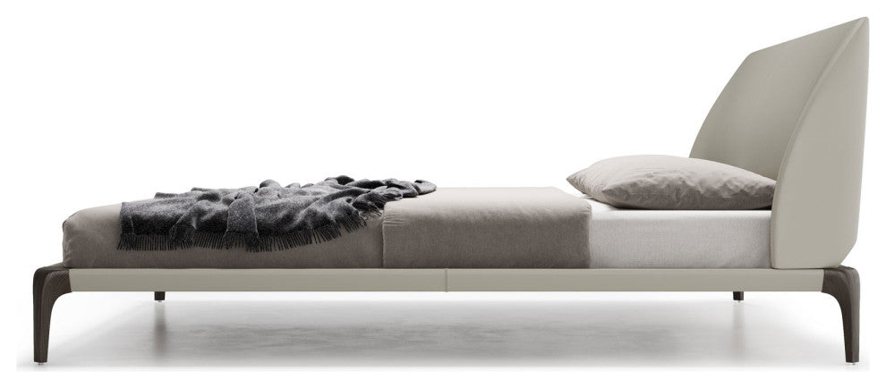 Vanderbilt Bed, Truffle Beige Eco Leather and Seared Ash, Queen