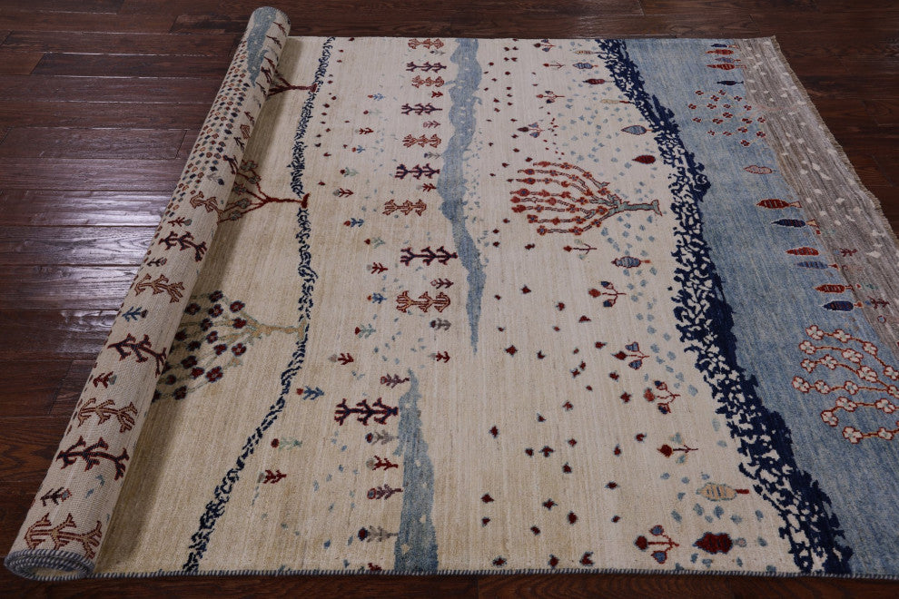 Persian Gabbeh Tribal Hand Knotted Rug 5' 6" X 7' 8" Q7939