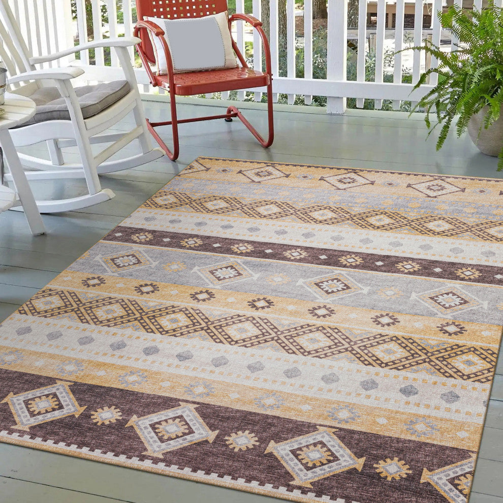 Indoor/Outdoor Sedona SN12 Goldenrod Machine Washable 8' x 10' Rug