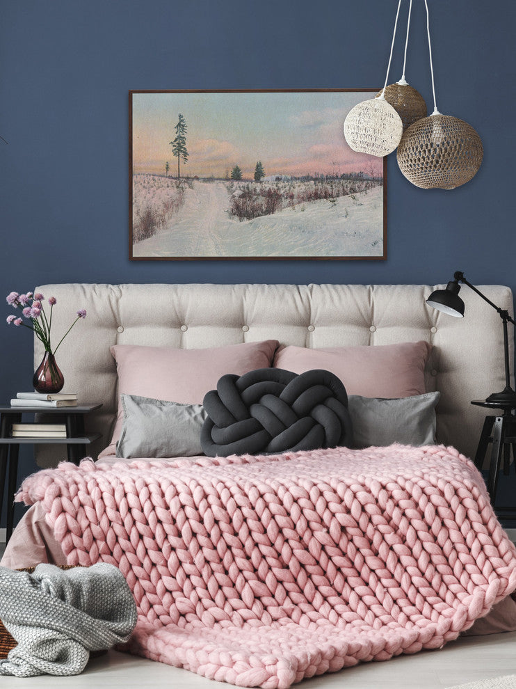 "Snow Scene" Floater Framed Painting Print on Canvas, 18"x12"