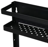 Metal Magnetic Organizer With Towel Rack, Black, Black