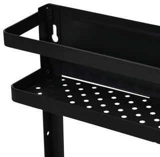 Metal Magnetic Organizer With Towel Rack, Black, Black