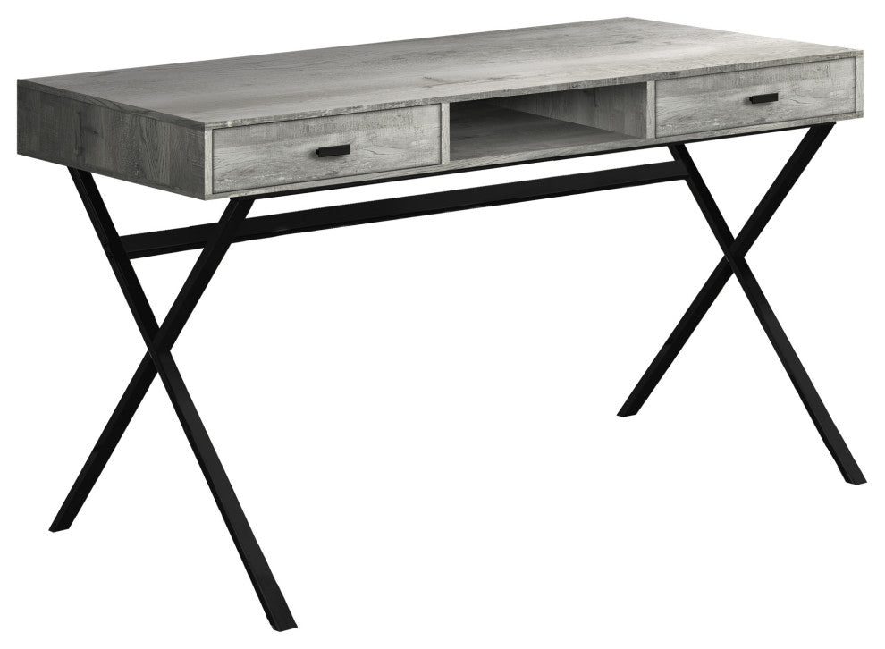 24" Gray and Black Computer Desk With 2-Drawers