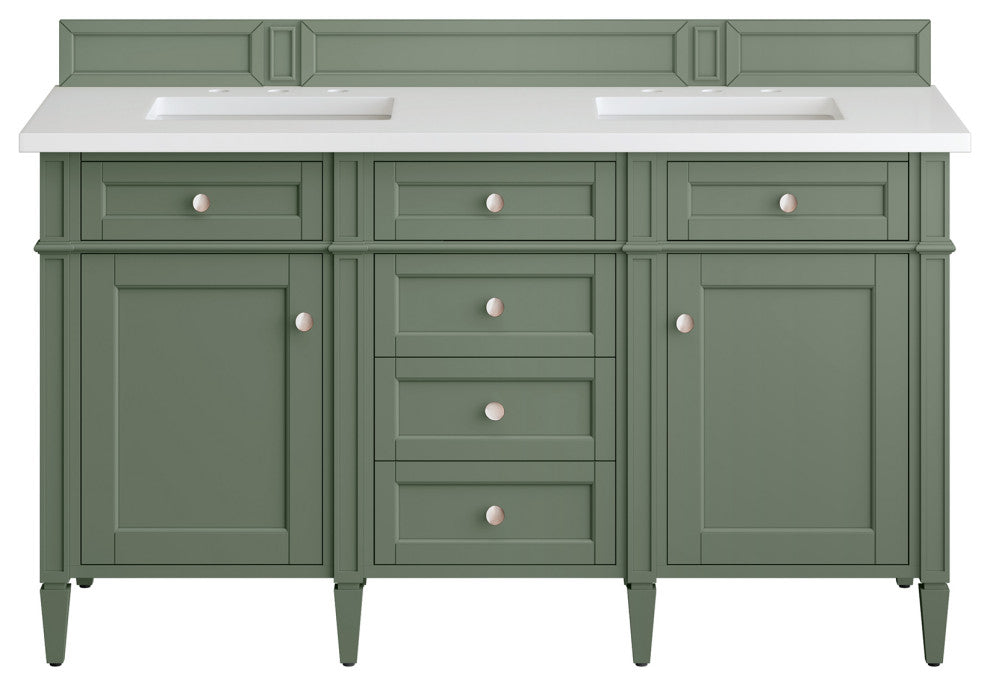 Brittany 60" Single Vanity, Smokey Celadon,  White Zeus Quartz Top