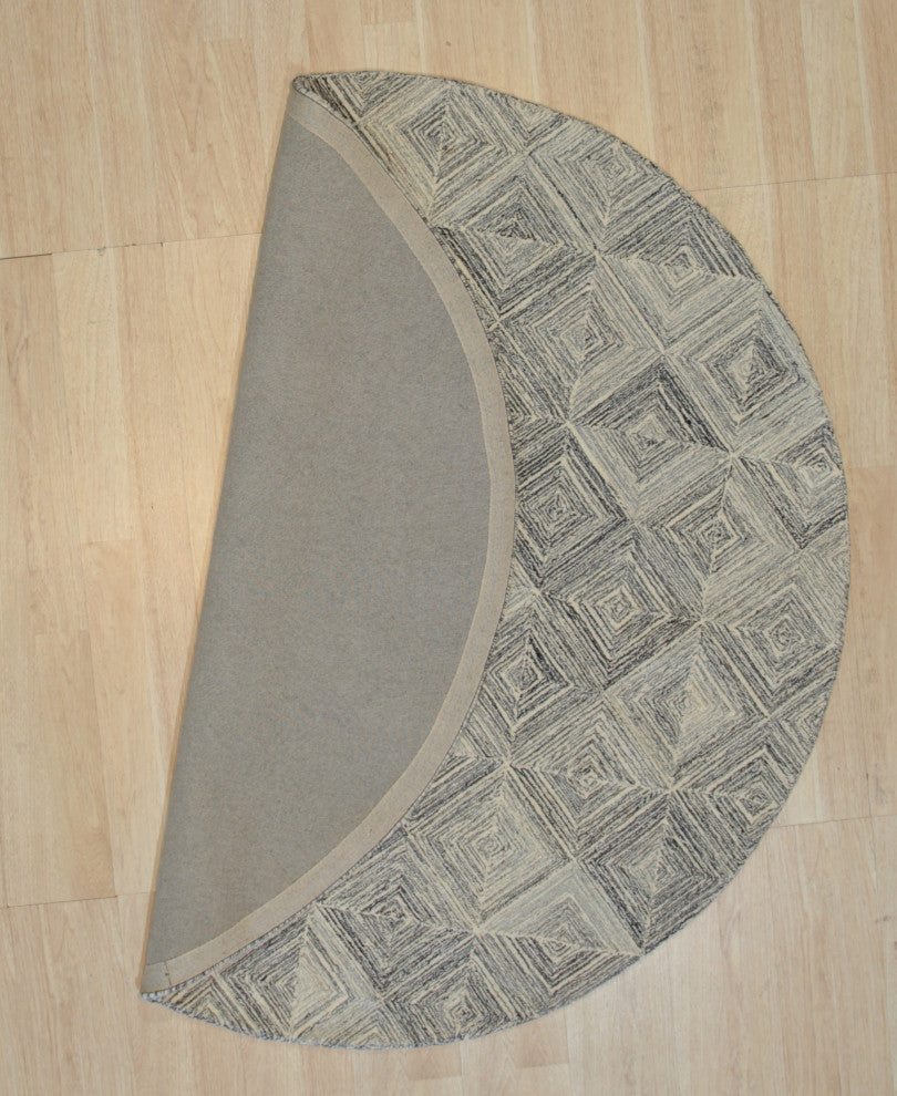 Hand-Tufted Wool Multi Gray Transitional Geometric Modern Tufted Rug, 6'x6'