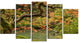 Japanese Garden Fall Season, Large Landscape Canvas Art, 60"x32", 5 Panels