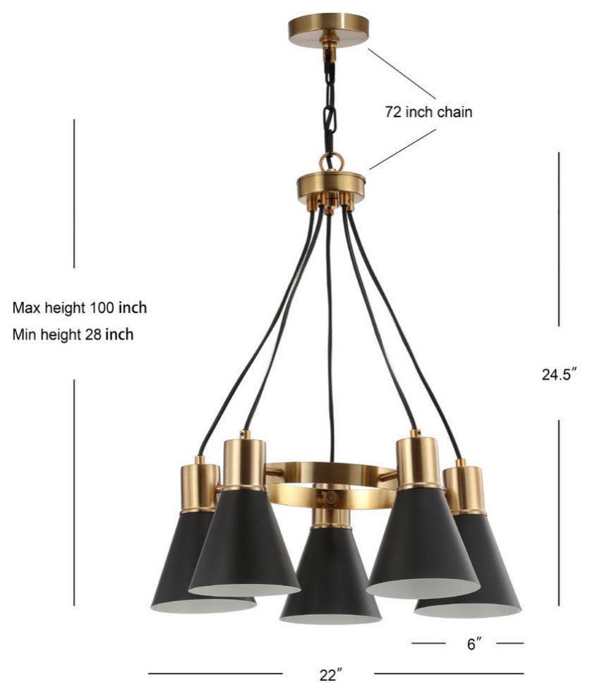 Apollo 3-Light Adjustable LED Task Pendant Lamp, Black/Brass Gold, 5-Light(s)