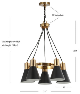 Apollo 3-Light Adjustable LED Task Pendant Lamp, Black/Brass Gold, 5-Light(s)