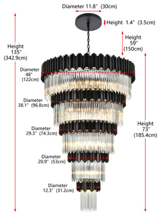 Home Living 48" Chandelier, Black