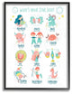 The Kids Room Fun Modern Zodiac Star Sign Cartoons Framed Giclee Art, 11"x14"