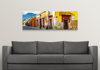 "Colorful Street in Oaxaca IV" Wrapped Canvas Art Print, 60"x20"x1.5"