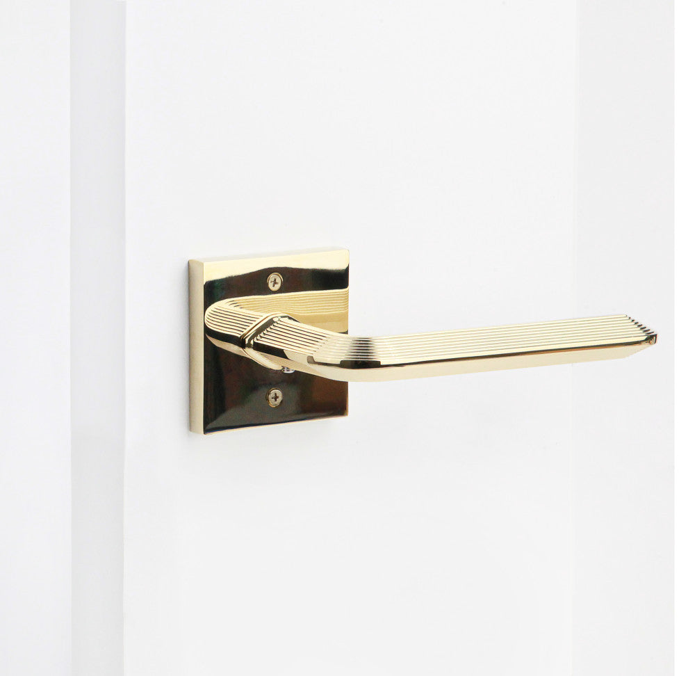 Modern Heavy Duty Designer Interior Door Lever - Crosby Collection, Polished Brass, Double Dummy