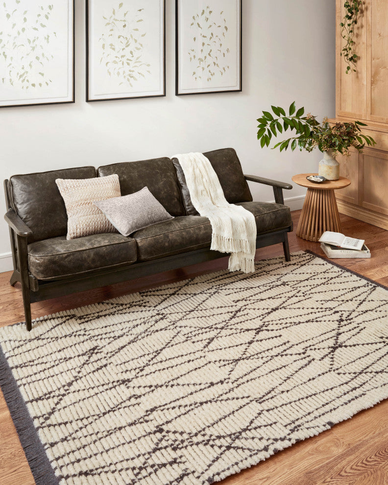Chris Loves Julia x Loloi Alice Cream/Charcoal 2'-7" x 12'-0" Area Rug
