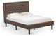 Platform Full Bed Frame Brown Upholestered Bed Headboard,Black Legs