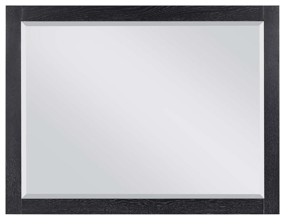 Ivy Rectangular Bathroom Wood Framed Wall Mirror, Black Oak, 48"