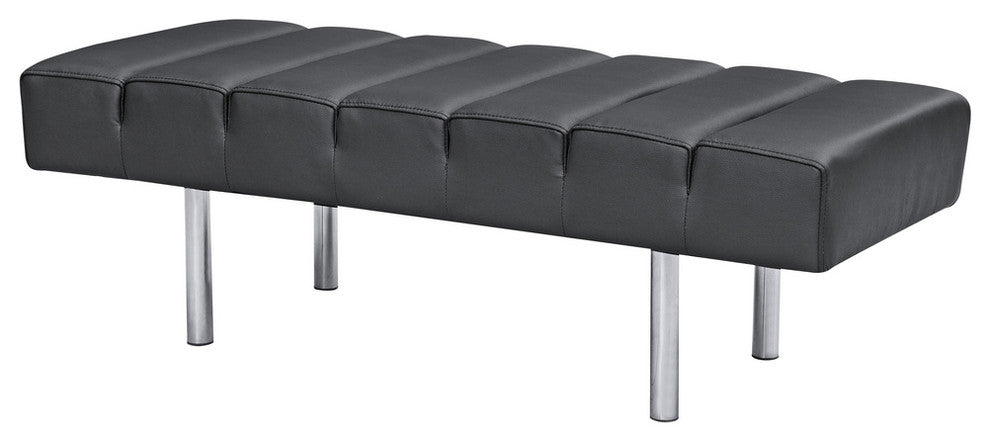 Modern Classics Classic Leather Bench 2 Seater, Black