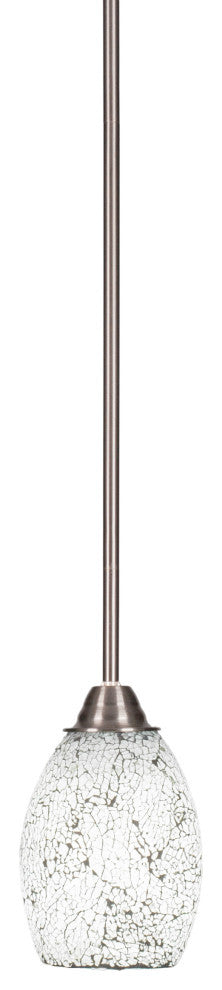 Paramount 1-Light Mini Pendant, Brushed Nickel, 5" Black Fusion Glass