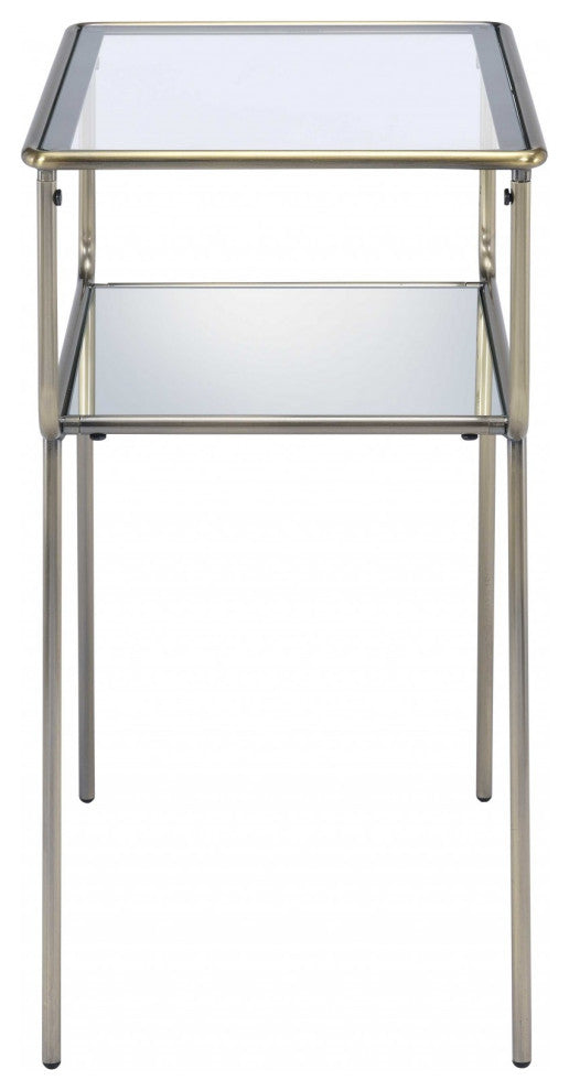 HomeRoots 19" X 13" X 25" Antique Brass Metal End Table