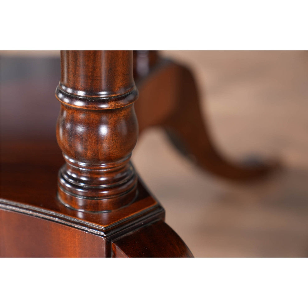 NDRT065 Mahogany Round Dining Table With Floral Inlay