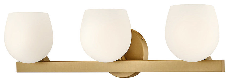 Hinkley Mae Medium Three Light Vanity, Lacquered Brass