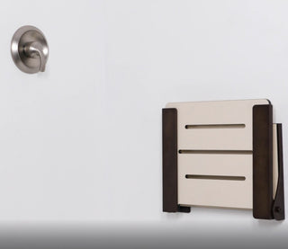 Silhouette Folding Wall Mount Shower Bench Seat, Almond Seat, Bronze Frame