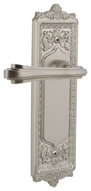 Egg & Dart Plate With Fleur Lever, Satin Nickel, Left-Handed