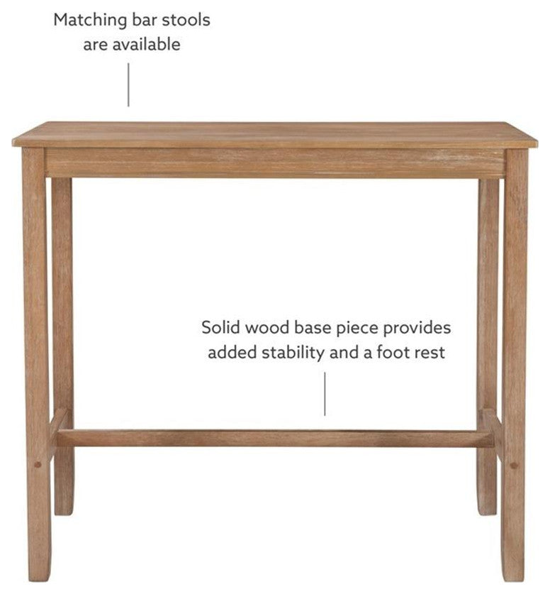 Linon Claridge Wood Bar Height Pub Table in Distressed Brown Finish