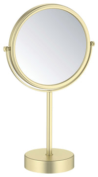 Circular Free Standing Magnifying Make Up Mirror, Brushed Gold