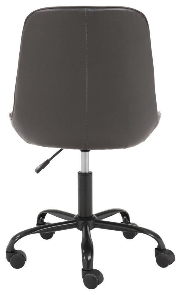 Computer Chair, Faux Vinyl Leather, Steel, Gray, Black, Business Office