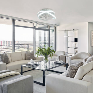 12.5-inch Modern White Small LED Flush Mount Ceiling Fan