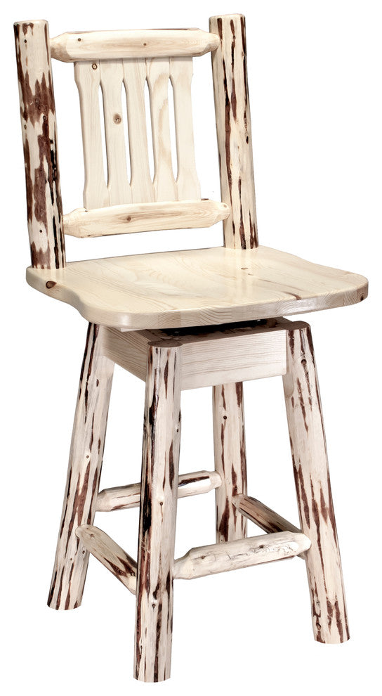 Montana Counter Height Bar Stool With Back and Swivel, Ready to Finish