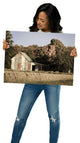 Patriotic Barn in Field Aged Landscape Photo Unframed Wall Art Print, 18" X 24"