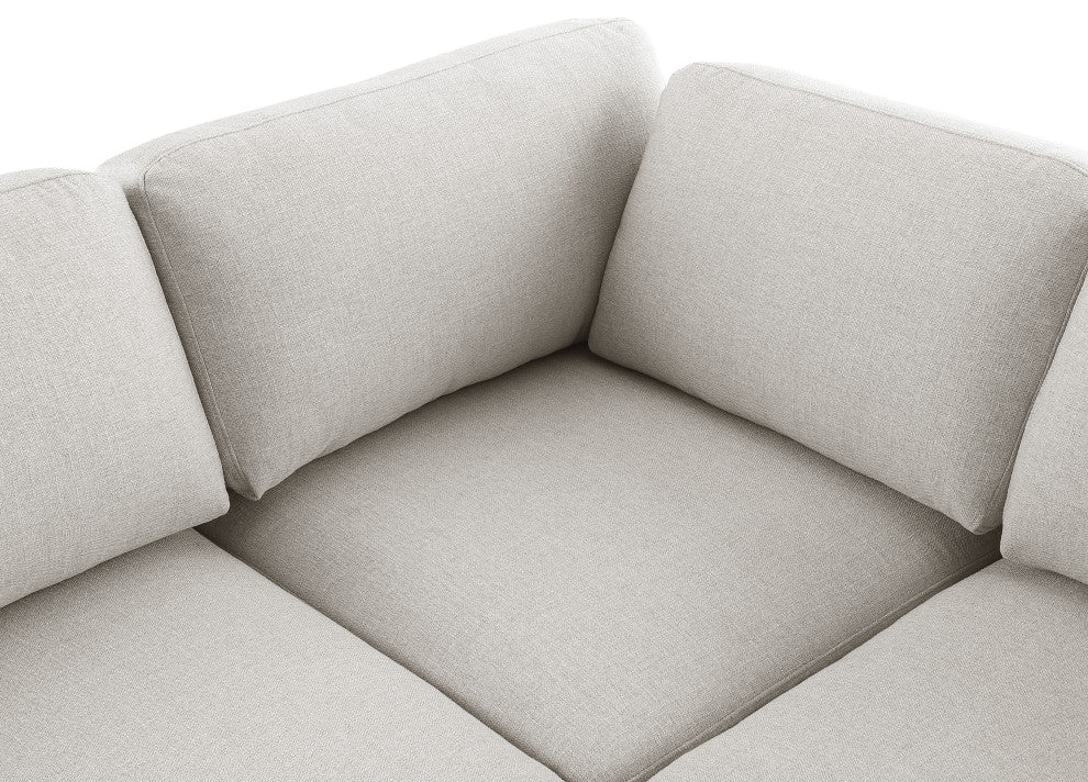 Beckham Linen Textured Fabric 7-Piece Modular U-Shaped Sectional, Beige