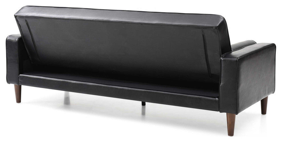 Andrews 85 in. W Flared Arm Faux Leather Straight Sofa, Black